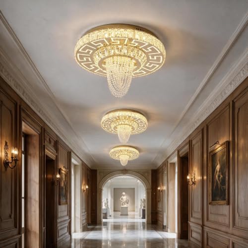 Modern Chandelier Flush Mount Crystal Ceiling Light Fixture
