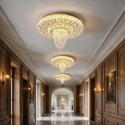 Modern Chandelier Flush Mount Crystal Ceiling Light Fixture