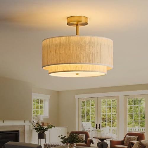 Double Drum Semi Flush Mount Ceiling Light