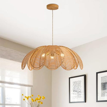 3 Light Boho Rattan Chandelier
