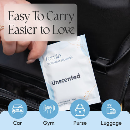 Travel Deodorant Wipes for Women & Men (Unscented - 50 Count)