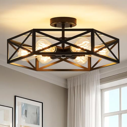 Farmhouse Semi Flush Mount Ceiling Light