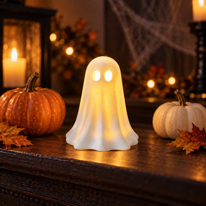 Halloween Ghost Statue Cute Night Light Figurine Halloween Desk Ornaments Resin Mini Ghost Sculpture Decoration for Home Holiday Party Desktop Shelf Ornament Gifts (Style 6)