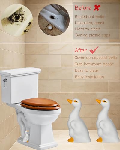 Set of 2 Goose Toilet Bolt Covers Decorative Toilet Screw Cover Caps