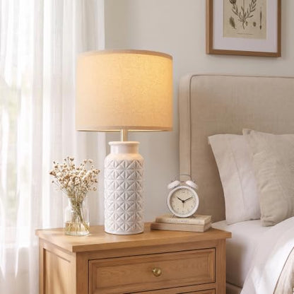 22.6" Modern Ceramic Bedside Lamps Set of 2