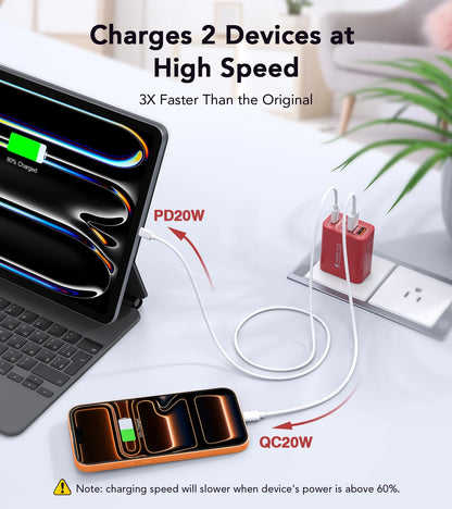 2Pack] 40W USB C Wall Charger (2Pack Red / 40W)