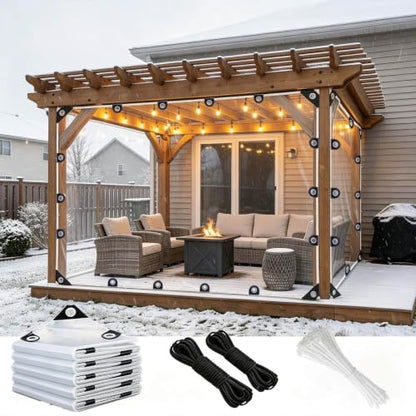 Clear Tarps Heavy Duty Waterproof 14Mil Clear Vinyl Tarp with Grommets