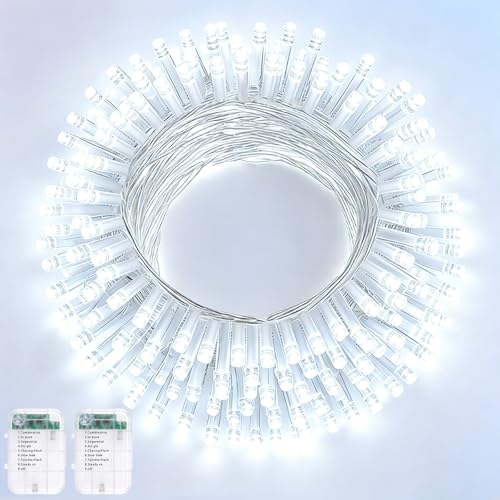 2 Pack String Lights Battery Operated (50 LED x2 / Cool White)