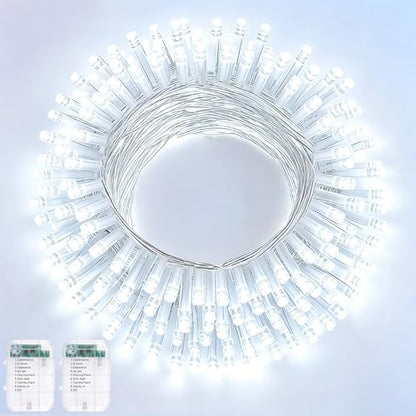 2 Pack String Lights Battery Operated (50 LED x2 / Cool White)
