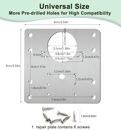 Cabinet Hinge Repair Plate Stainless Steel Hinge Repair Brackets Kit for Kitchen Cupboard Door with Fixing Screws