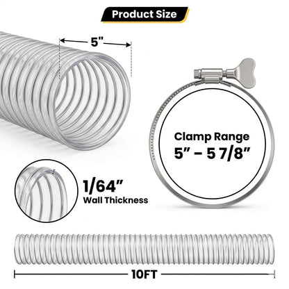 5" x 10' PVC Dust Collection Hose (5" x 10')
