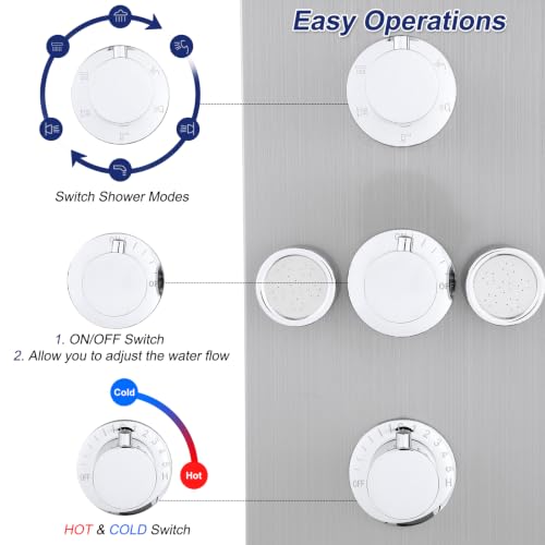 6 in 1 Rainfall Waterfall Shower Panel Tower System