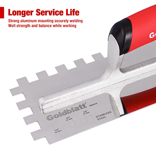 Stainless Steel Notched Trowel with Soft Grip Handle