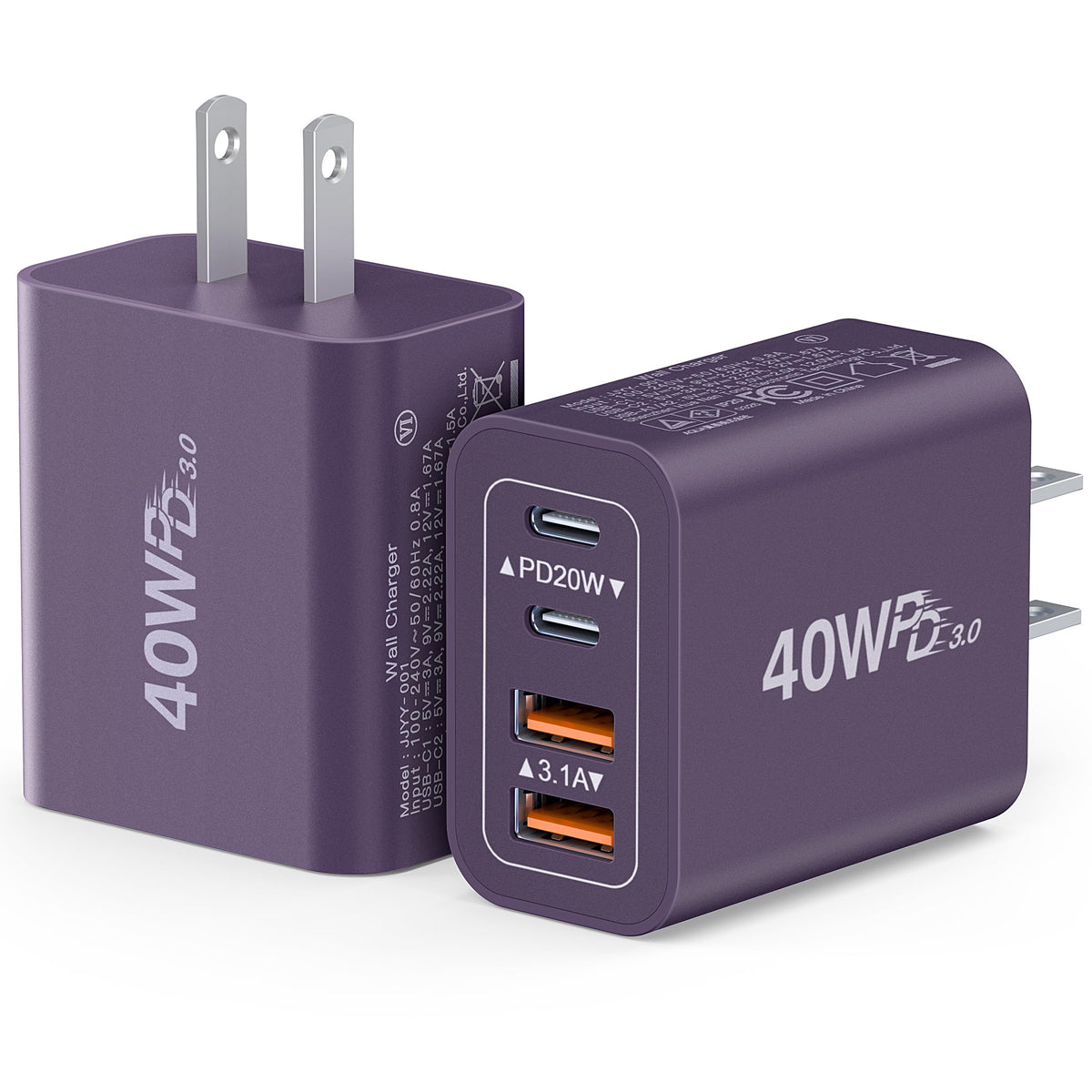 2Pack] 40W USB C Plug (2Pack Purple / 40W)