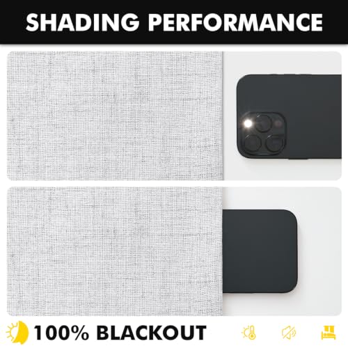 100% Blackout Linen Curtains 42 x 63 Inch Grayish White 2 Panels (Grayish White / 42"W x 63"L (Pack of 2))