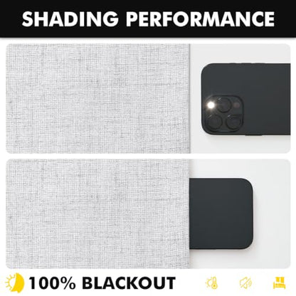 100% Blackout Linen Curtains 42 x 63 Inch Grayish White 2 Panels (Grayish White / 42"W x 63"L (Pack of 2))