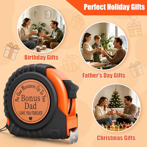 Gifts for Men Birthday Gift for Dad Grandpa Papa Uncle Husband Anniversary Christmas Fathers Day Valentines Day Useful Gifts for Men Genuine Leather Engraved 25 FT Tape Measure Tools