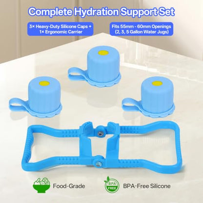 3 Pcs 5 Gallon Water Jug Cap with 1Pcs Water Jug Carrier
