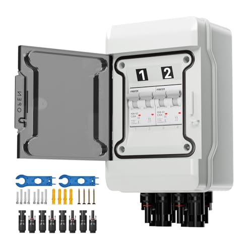 Solar Combiner Box Solar Panel Disconnect Switch with 1000V DC 30A 60A Circuit Breakers Only
