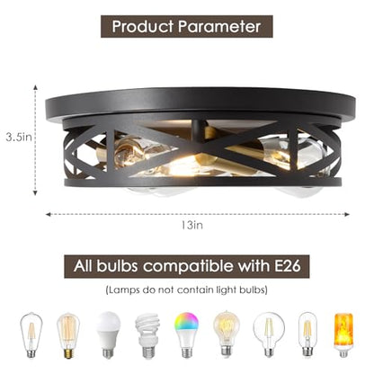 Black Ceiling Light Fixture with Gold Base