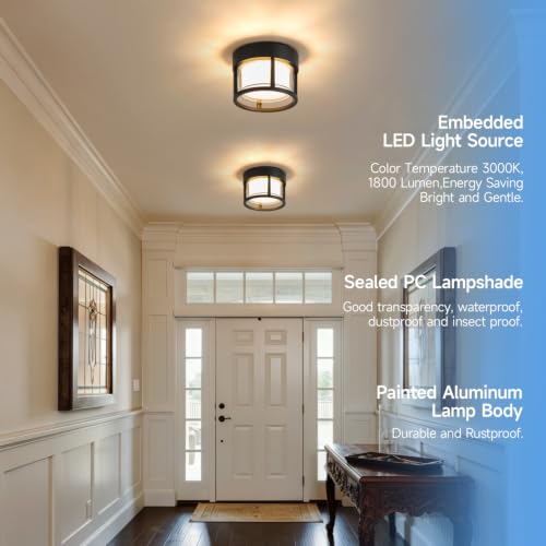 Black Porch LED Ceiling Light