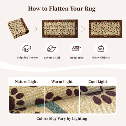 Waterproof 3x5 Runner Rug Non Slip Floor Runners for Dogs (Paw Beige / 3' x 5' (Runner))