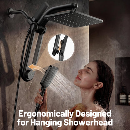 Dual Filtered Rainfall Handheld Showerhead Spray Combo for Bathroom (Matte Black)