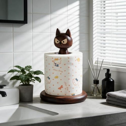 Wooden Toilet Paper Holder Funny Rustic Countertop Bath Tissue Roll Holder