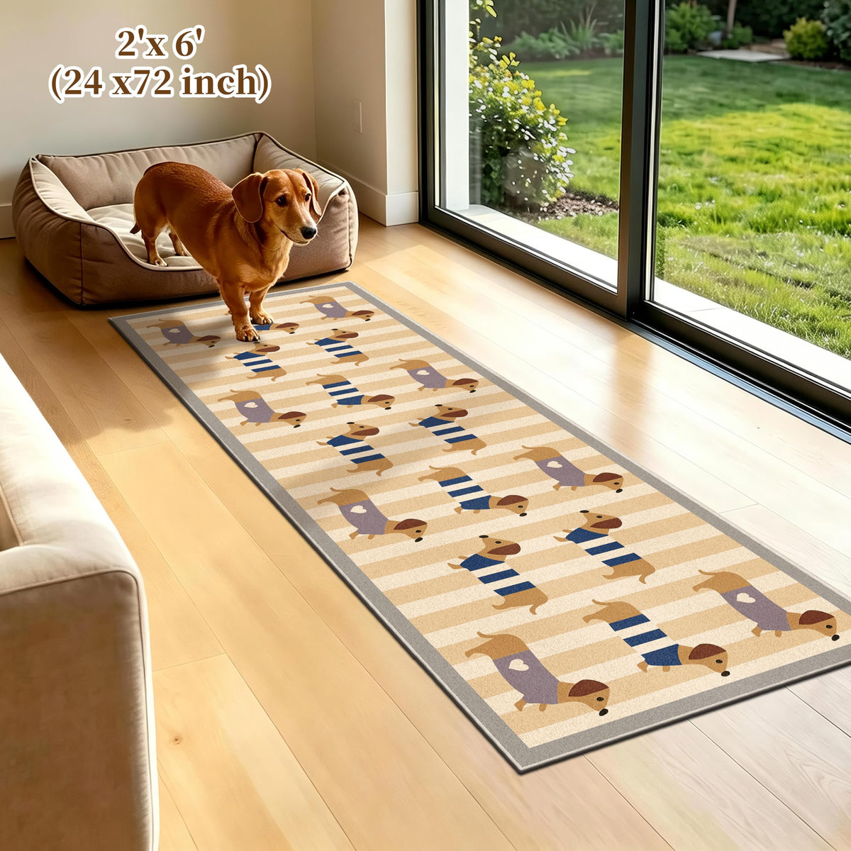 Waterproof 2x6 Runner Rug Non Slip Floor Runners for Dogs (Sau Beige / 2' x 6' (Runner))