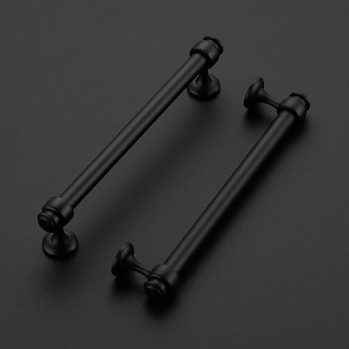 24 Pack Black Cabinet Handles (Black / 6-1/4 Inch Hole Center)