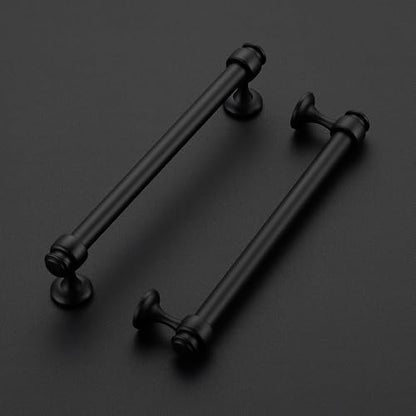 24 Pack Black Cabinet Handles (Black / 6-1/4 Inch Hole Center)