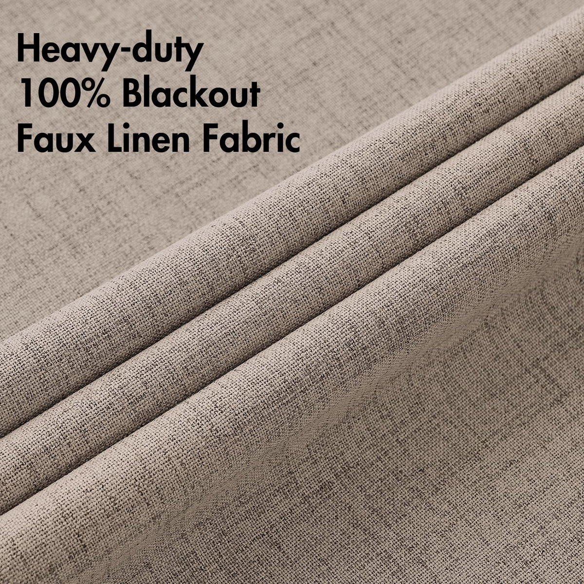 100% Blackout Linen Curtains for Bedroom 52x63 Inches Linen (Linen / 52"W x 63"L (Pack of 2))