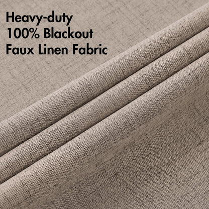 100% Blackout Linen Curtains for Bedroom 52x63 Inches Linen (Linen / 52"W x 63"L (Pack of 2))
