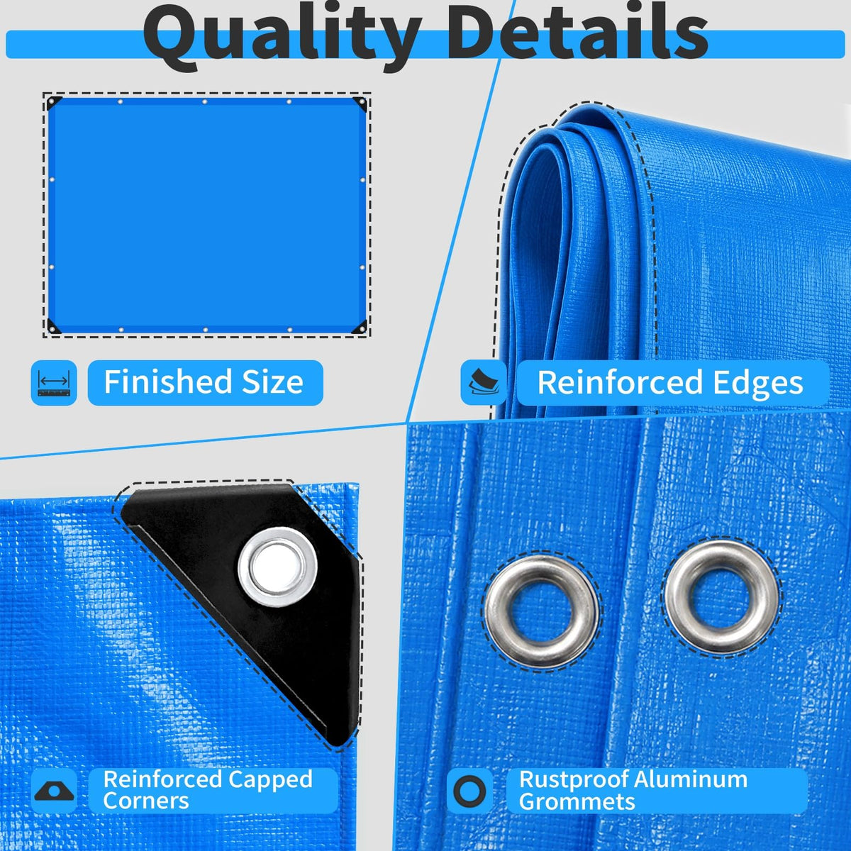 8x49 FT Tarps (Blue / 8' X 49' Customized Size)