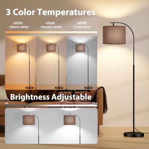 Floor Lamp with Linen Shade (Brown)