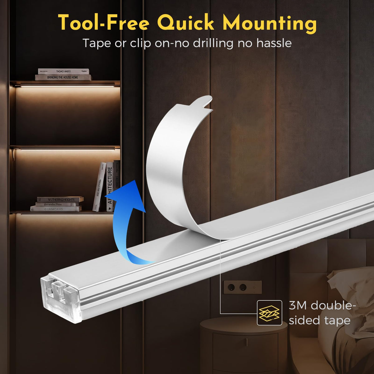 0.3in Ultra Thin Linkable Under Cabinet Lighting Bar Plug (Touch+Remote / Silver)
