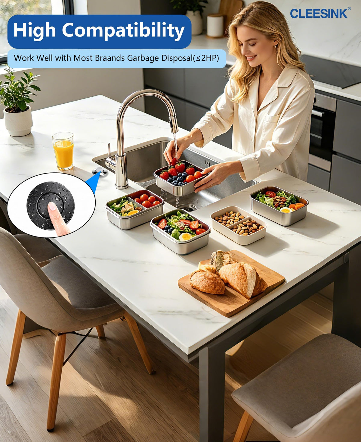 Garbage Disposal Air Switch Kit (Single Outlet SHORT/2.83" / Matte Black)