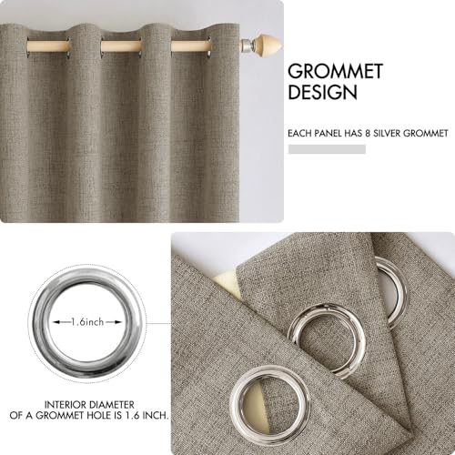 100% Blackout Linen Curtains for Bedroom 52x72 Inches Faux Linen (Faux Linen / 52"W x 72"L (Pack of 2))