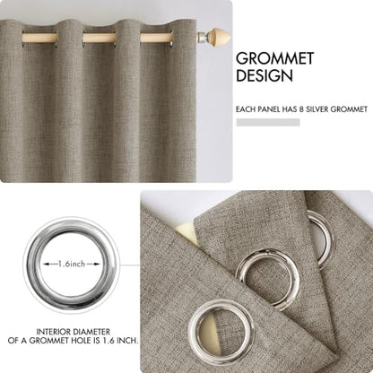 100% Blackout Linen Curtains for Bedroom 52x72 Inches Faux Linen (Faux Linen / 52"W x 72"L (Pack of 2))