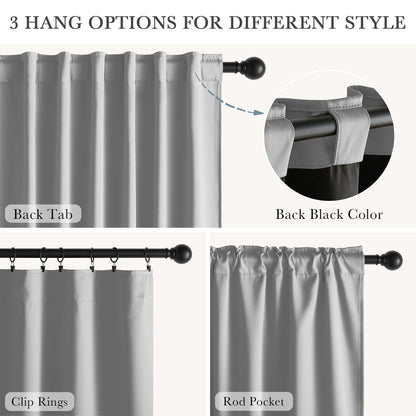 100% Blackout Curtains for Bedroom (100% Blackout-light Grey / 52"W x 96"L (Pack of 2))
