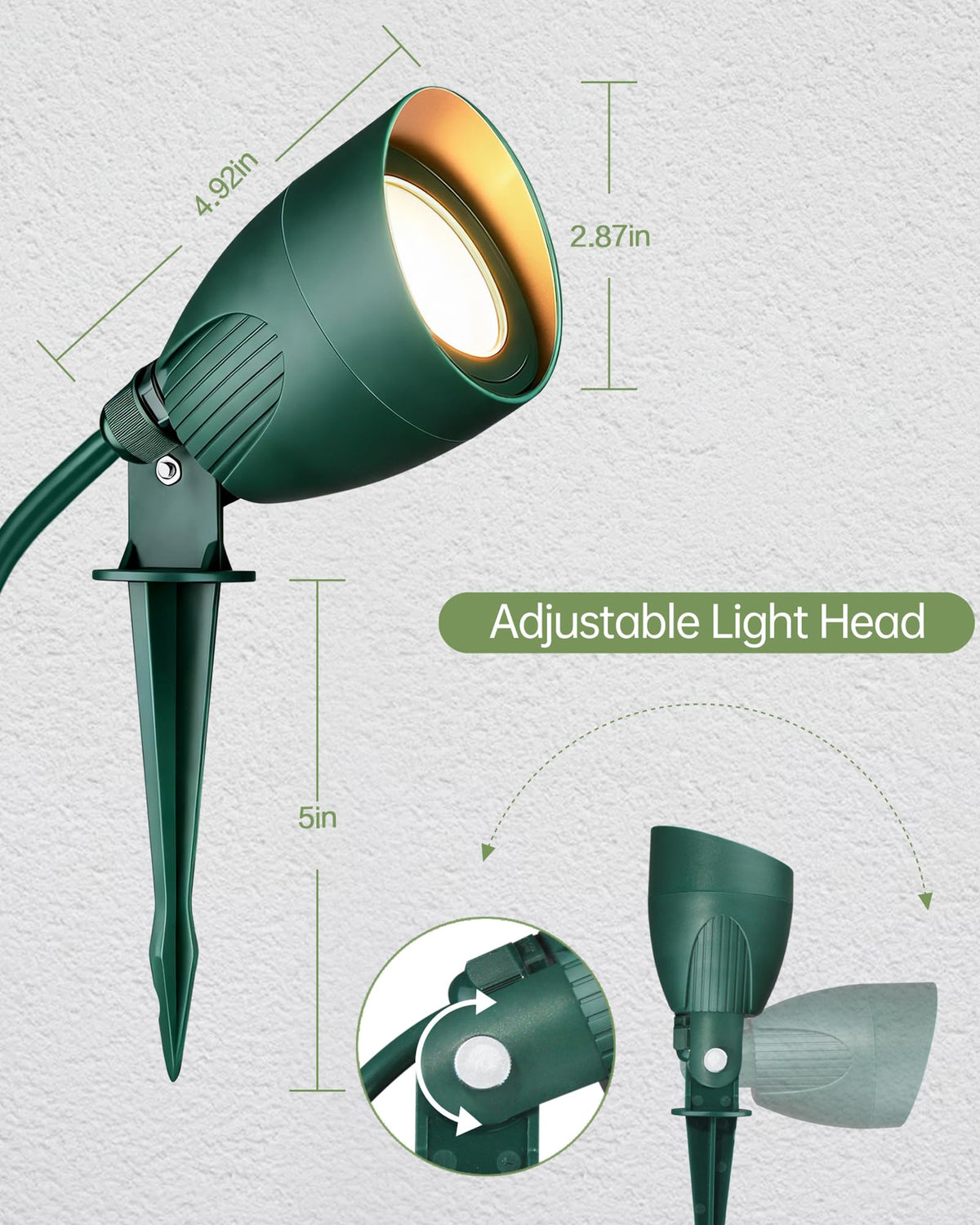 2Pack LED Landscape Spotlight (Green-Warm White)