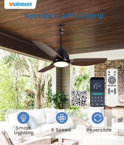 Outdoor Ceiling Fans with Light for Patios (Brown)