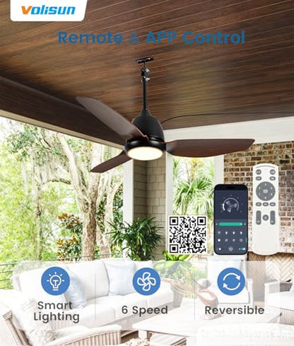 Outdoor Ceiling Fans with Light for Patios (Brown)