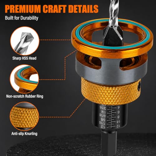 Countersink Drill Bit Set with Depth Stop