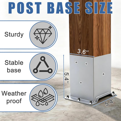 4 Pcs Silver 4"x 4" Post Base Fit (Silver / 4"x 4")