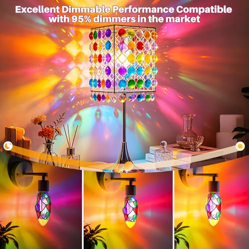4 Pack Stain Glass Dimmable Light Bulbs (E12-4w-2700k-colored Glass-dimmable)