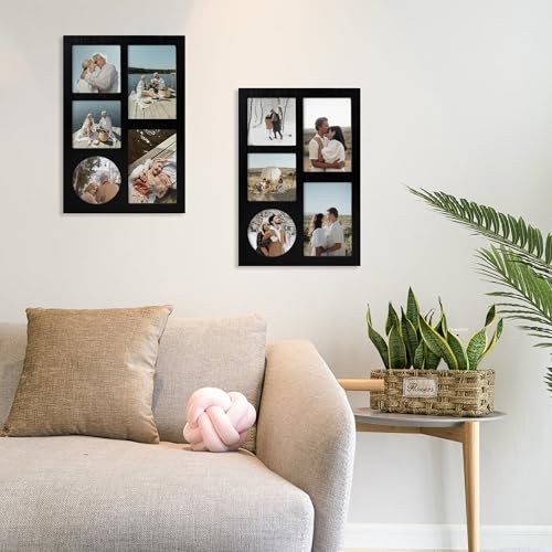 4x6 and 4x4 Collage Picture Frame (Rustic Black / 9.2x13.4in (1Pack))