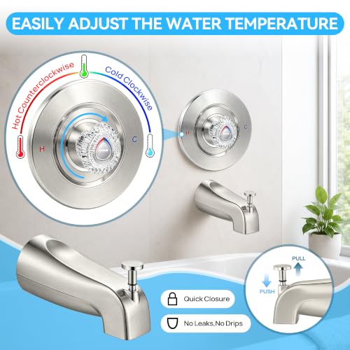 Tub Shower Trim Kit with Tub Spout Compatible with Moen T470 Chateau Valve