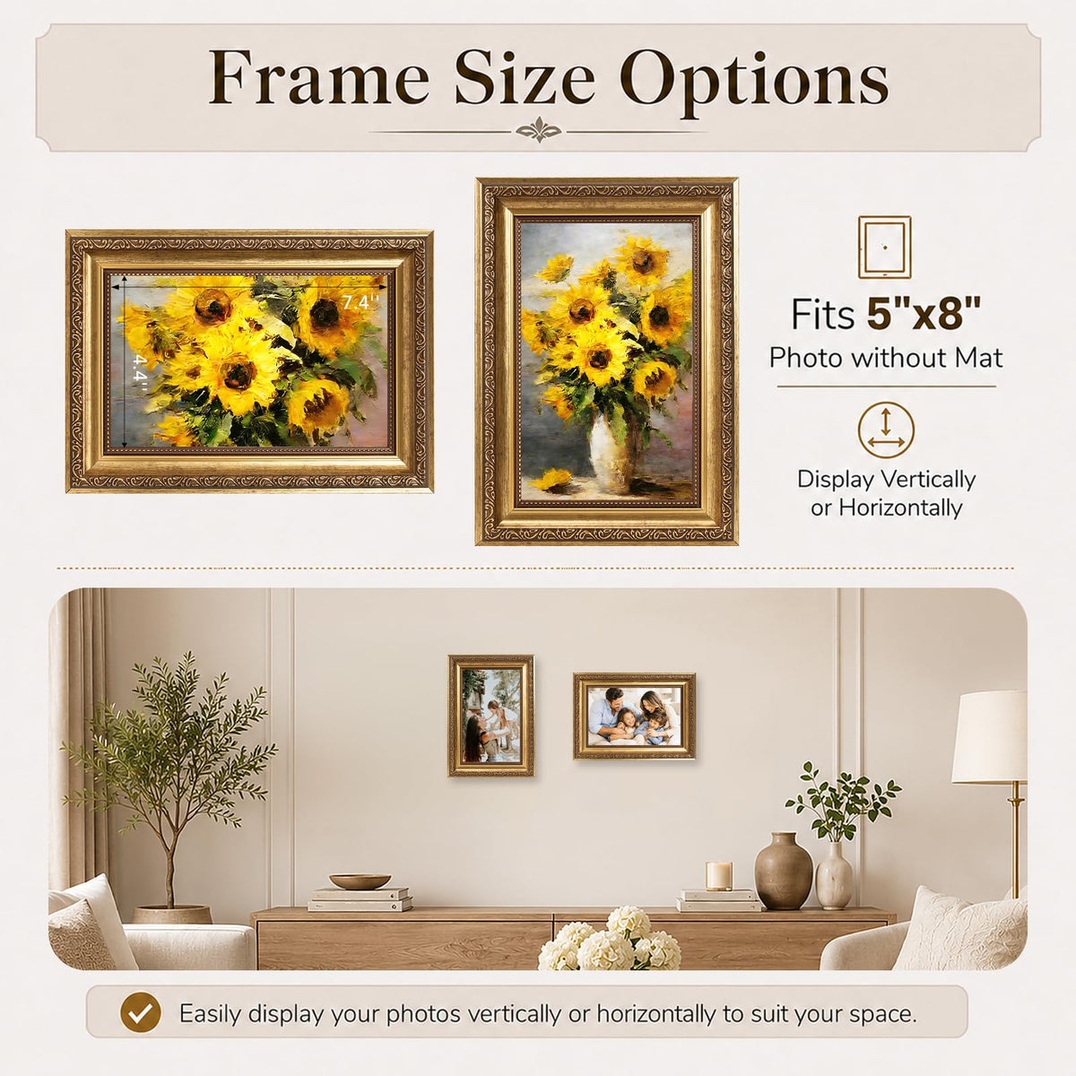 5x8 Vintage Picture Frame (Gold / 5x8 inch)