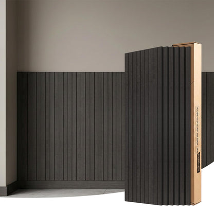 6 Pack Peel and Stick PVC Wood Slat Wall Panel (Black Wood)